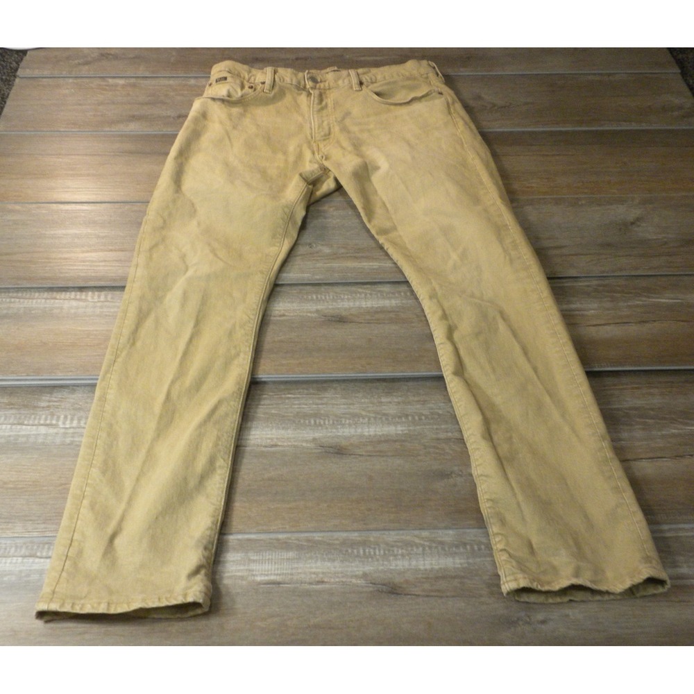 Polo Ralph Lauren Jeans Mens 34x32 Khaki Denim Varick Slim Straight Preppy Ivy